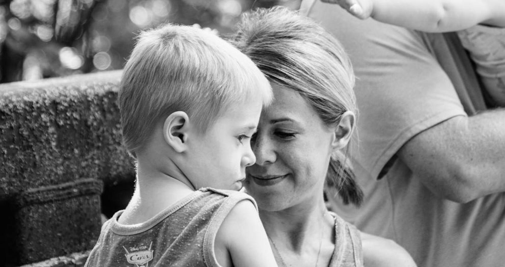Young mother and son